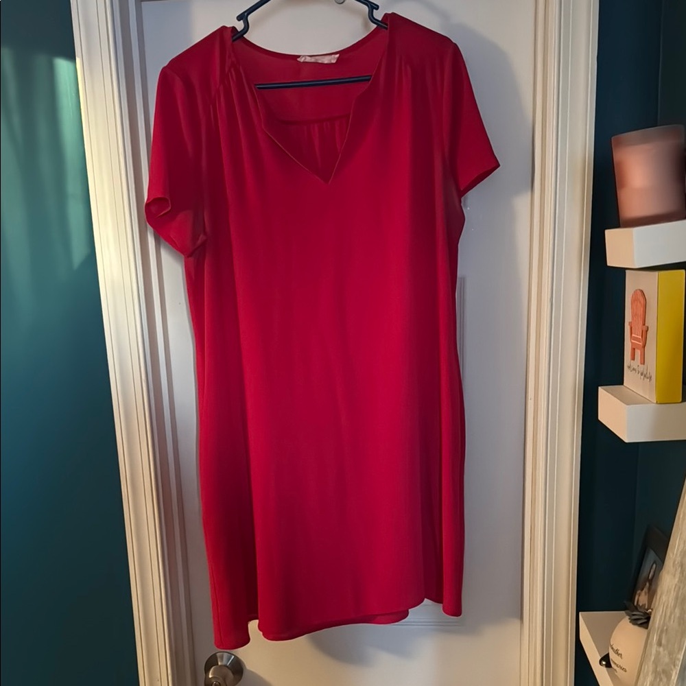 Vibrant Red Short Sleeve Dress